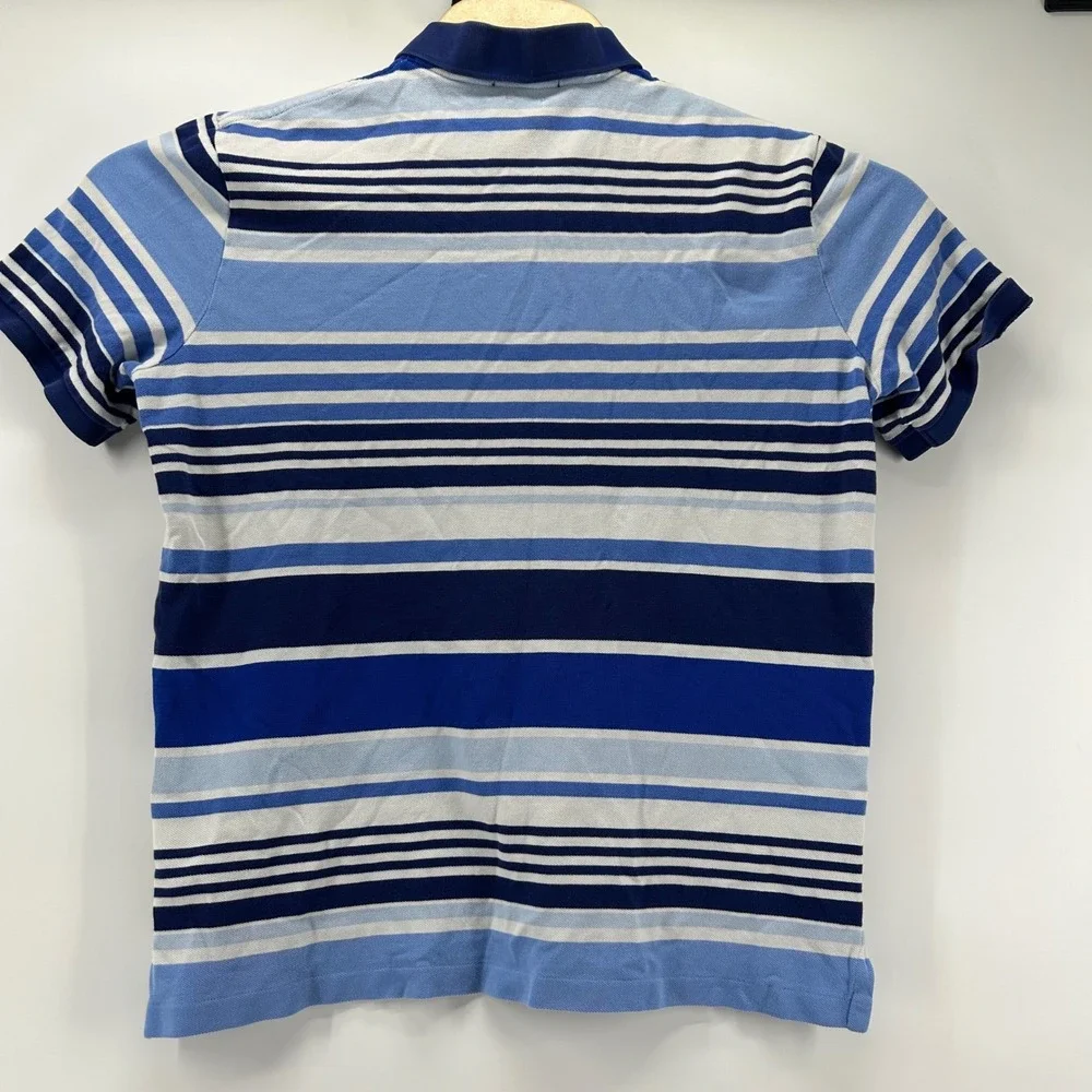 Polo Ralph Lauren Polo Shirt Mens M Blue Striped Classic Fit Short Sleeve Pony